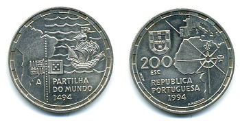ПОРТУГАЛИЯ 200 ЭСКУДО 1994 РАЗДЕЛ МИРА KM 672 медно-никель UNC 58-634