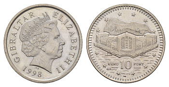 Гибралтар 10 пенсов 1998 KM 776 медно-никель UNC 4660-111
