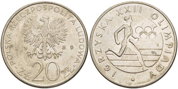 Польша 20 злотых 1980 MW, XXII летние Олимпийские Игры, Москва 1980, бегун KM 108, Parchimowicz 252 медно-никель 4542-1132