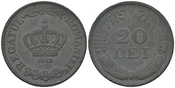 Румыния 20 леев 1942 Михай I (1940-1947) KM 62 цинк 4589-147