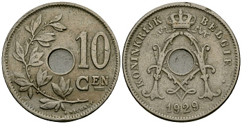 Бельгия 10 сантимов 1929 Belgie KM 86 медно-никель 4395-1131