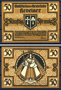 Кевелар (Пруссия) 50 пфеннигов 1921 DeNG 1/2 0690.1-3/3 бумага UNC (пресс) 7556-17-4-1