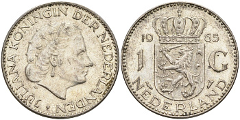 Нидерланды 1 гульден 1965 Юлиана (1948-1980) KM 184 серебро 4126-1153