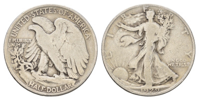 США 1/2 доллара (50 центов) 1929 D KM 142 серебро 4127-2043