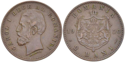 Румыния 2 бани 1900 В, Кароль I (1881-1914) KM 27 медь 100-431