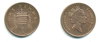 Великобритания 1 пенни 1993 Елизавета II (1952-2022) KM 935a, Spink 4391 (B4) сталь плакированная медью 54-122