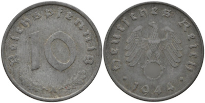 Германия 10 рейхспфеннигов 1944 A KM 101, J.371 цинк 4151-259