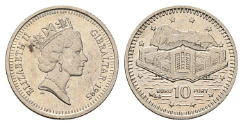 Гибралтар 10 пенсов 1995 KM 112 медно-никель 4666-331