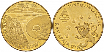 ФИНЛЯНДИЯ ЖЕТОН (1868-2003) LAPIN KULTAA, ЗОЛОТО ЛАПЛАНДИИ желтый металл 32-233