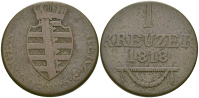 САКСЕН-МАЙНИНГЕН 1 КРЕЙЦЕР 1818 KM 108 медь 65-622
