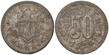 Эммерих 50 пфеннигов 1920 Funck 118.4, Men05 6537.4, Men18 8204.4 железо 4616-253