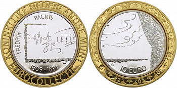 Финляндия 10 евро 2009 евроколлекция Нидерландского монетного двора, Фредрик Пациус, композитор KM 148 серебро  PROOF  11-141-31