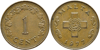 Мальта 1 цент 1977 KM 8 бронза 4395-241