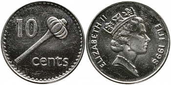 Фиджи 10 центов 1998 Елизавета II (1952-), булава KM 52а сталь плакированная никелем 4538-146