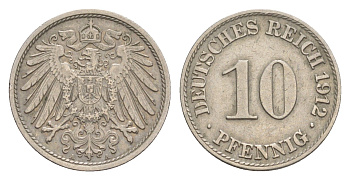 Германия 10 пфеннигов 1912 A, Вильгельм II (1888-1918) KM 12, J. 13 медно-никель 4647-919