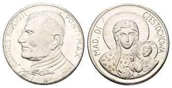 Ватикан медаль "Ченстоховская икона Божией Матери" ND (1978) Иоанн Павел II, диаметр 35 мм, вес 16,4 гр медно-никель плакированный серебро 4117-442