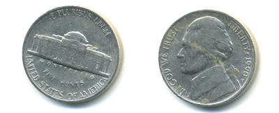 США 5 ЦЕНТОВ 1990 P, ДЖЕФФЕРСОН KM А192 медно-никель 179-745
