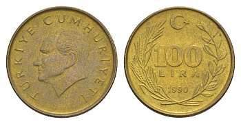 Турция 100 лир 1990 Кемаль Ататюрк KM 988 алюминиевая бронза UNC 4647-641