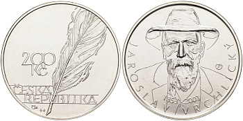 Чехия 200 крон 2003 150 лет со дня рождения Ярослава Врхлицкого (1853-1912) KM 60 серебро UNC 11-230-11