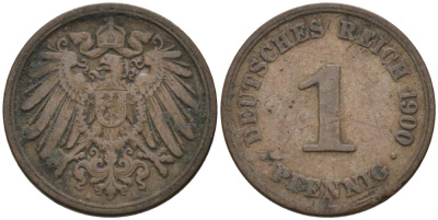 Германия 1 пфенниг 1900 A KM 10, J. 10 медь 4567-1135