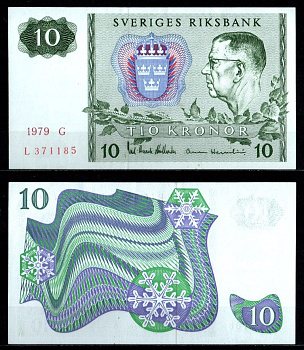 Швеция 10 крон 1979 Pick 52 d бумага 2198-18-2-2