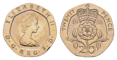 Великобритания 20 пенсов 1984 Елизавета II (1952-2022) KM 931, Spink 4230 (G1) медно-никель UNC 4674-1023