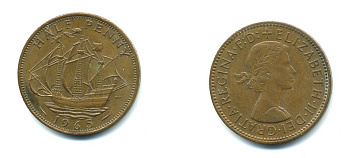 Великобритания 1/2 пенни 1965 Елизавета II (1952-2022) KM 896, Spink 4158 бронза 23-1344