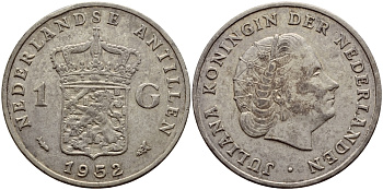 Нидерландские Антилы 1 гульден 1952 Юлиана (1948-1980) KM 2 серебро серебро 4607-1034
