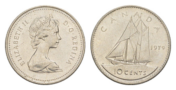 Канада 10 центов 1979 Елизавета II (1952-2022), парусник KM 77 никель 4639-639