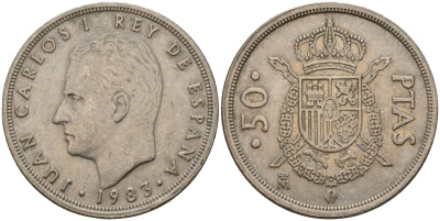 Испания 50 песет 1983 Хуан Карлос I (1975-2014) KM 825 медно-никель 4599-126