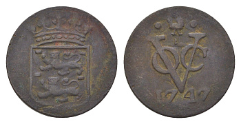 Голландская (Нидерландская) Индия 1 дуит 1747 Западная Фрисландия KM 131 медь 4623-845