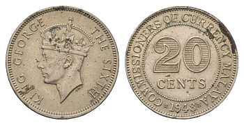 Малайя 20 центов 1948 KM 9 медно-никель 4673-1227