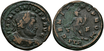 Римская Империя нуммий 310 - 313 Лициний GENIO POP ROM Августа Треверов Very fine RIC 845b бронза 1073-10-25