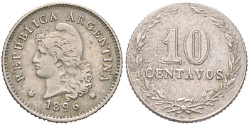 Аргентина 10 сентаво 1896 KM 35 медно-никель 4621-1043