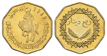 Ливия 1/4 динара 2001 AH 1369, год-тип KM 26 никель латунь UNC M72-07