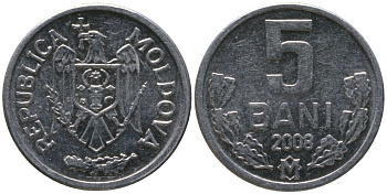 Молдавия 5 бани 2008 KM 2 алюминий 4549-641