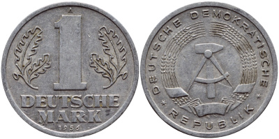 ГДР 1 МАРКА 1956 А, ПЕРВЫЙ ГОД KM 13 алюминий 4398-756
