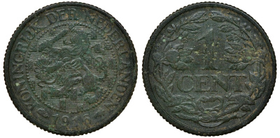 НИДЕРЛАНДЫ 1 ЦЕНТ 1916 KM 152 бронза 72-754