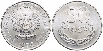 ПОЛЬША 50 ГРОШЕЙ 1976 КРЕМНИЦА KM 48.1 алюминий UNC 4448-146