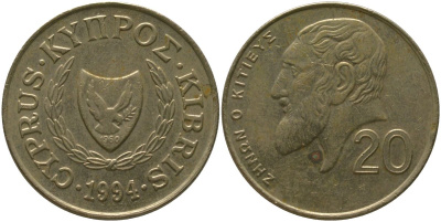 Кипр 20 центов 1994 KM 62.2 никель латунь 4402-324