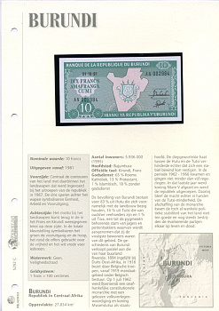 Бурунди 10 франков 1991 карта Бурунди Pick 33b бумага UNC (пресс) 6306-05