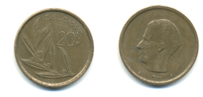 Бельгия 20 франков 1981 Belgique, Бодуэн I (1951-1993) KM 159 никель бронза 86-1411