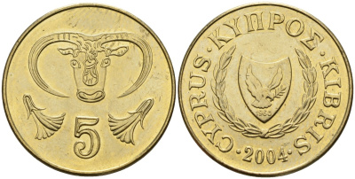 Кипр 5 центов 2004 KM 55.3 никель латунь 4141-1115
