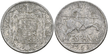 Испания 10 сентимо 1953 Франсиско Франко (1939 - 1975) KM 766 алюминий 4155-245