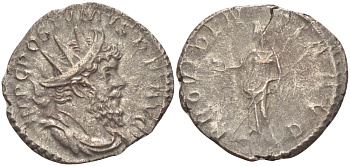 Римская Империя (императоры в Галлии) антониниан 260 - 269 Постум. IMP C POSTVMVS P F AVG / PROVIDENTIA AVG, Провиденция, держащая скипетр и сферу, Колония Агриппины, Very fine RIC 323 биллон 1073-13-63