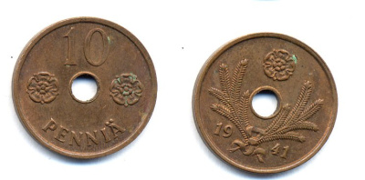ФИНЛЯНДИЯ 10 ПЕННИ 1941 KM 33.1 медь 51-4937