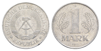 ГДР 1 марка 1977 A KM 35.2 алюминий 4648-1034