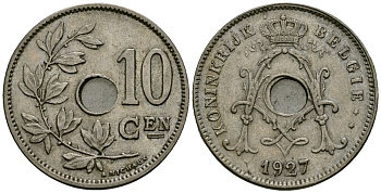 Бельгия 10 сантимов 1927 Belgie KM 86 медно-никель 4171-1146