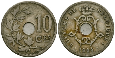 Бельгия 10 сантимов 1904 Belgique KM 52 медно-никель 4172-741
