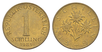 Австрия 1 шиллинг 1985 KM 2886 алюминиевая бронза UNC 4561-1144